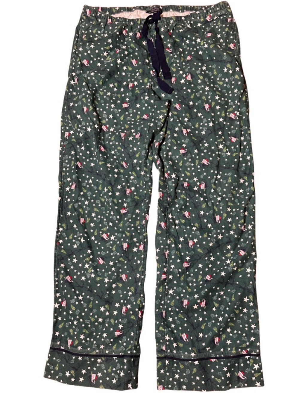 Vineyard Vines Mens Flannel Pajama Pants Medium Green Christmas Santa Whale Star
